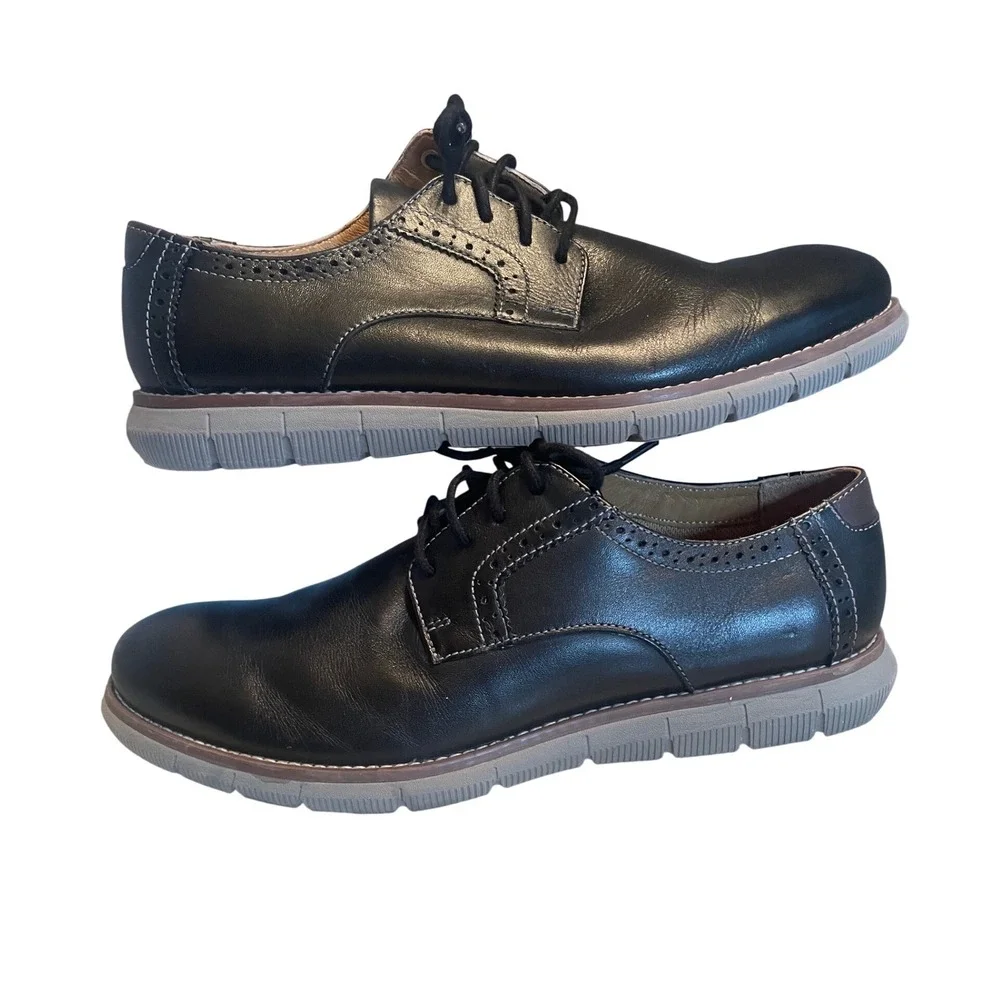 Johnston‎ & Murphy Holden Derby Brogue Black Leather Dress Shoes Boys 6M